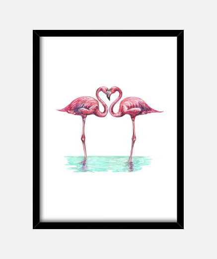 Cadre flamants roses dans l' amoureux