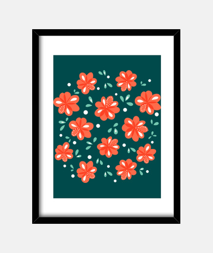 Cadre fleurs rouges joyeuses
