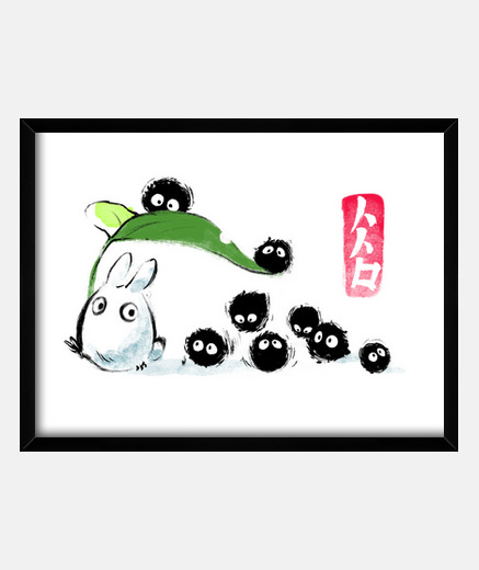 Cadre forêt d&#39;encre de totoro - susuwatari - ghibli