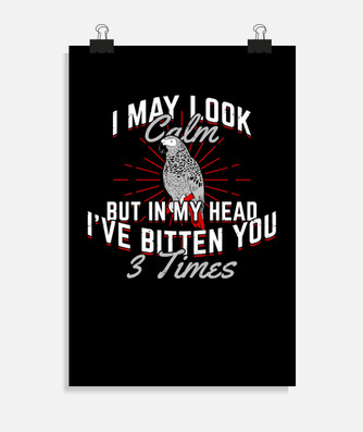 Funny african grey parrot animal gift poster | tostadora