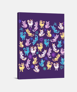 gatos de colores de impresión de la lona