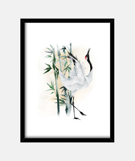 Cadre grues du japon et bambou