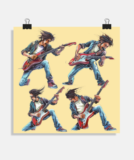 Poster guitariste de hard rock heavy metal club poster salon bureau boutique affiche stand groupe 