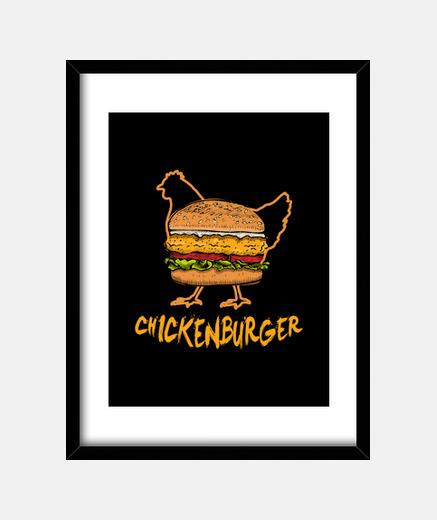Cuadro hamburguesa de pollo comida rápida parr