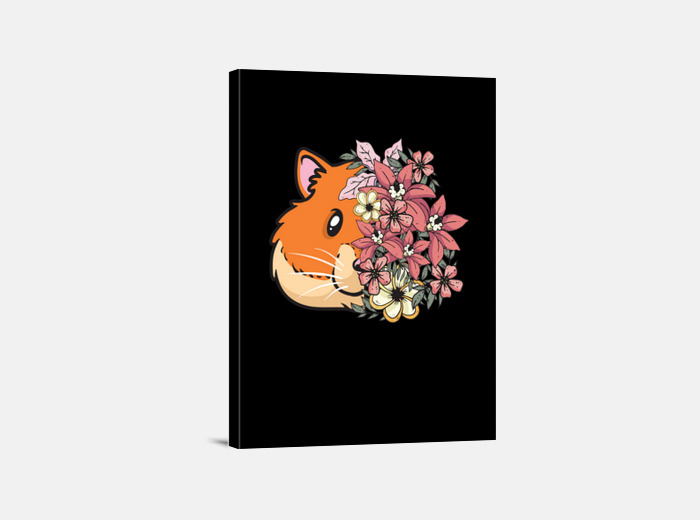 Lienzo hámster dorado con flores | laTostadora Lienzo hámster dorado con flores | laTostadora