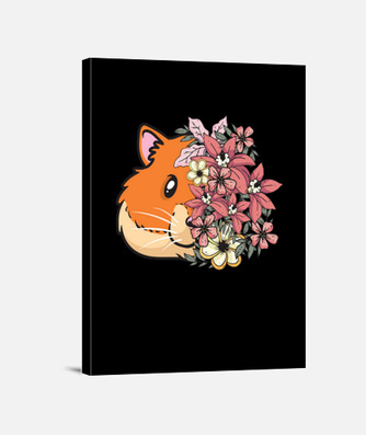 Lienzo hámster dorado con flores | laTostadora Lienzo hámster dorado con flores | laTostadora