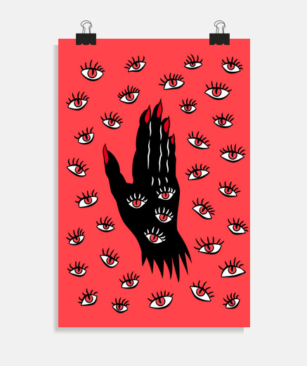 Poster horreur goth yeux effrayant main