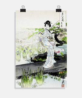 Iris Garden Ukiyo-e Japanese woodblock