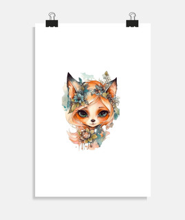 jolie fille de renard avec des fleurs f