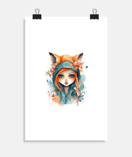 jolie fille de renard avec des fleurs f