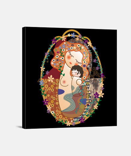 Lienzo Kokeshi Maternidad estilo Klimt