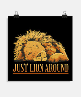 león que hace un giro, rey sol, cartel del rey de los animales para la decoración,