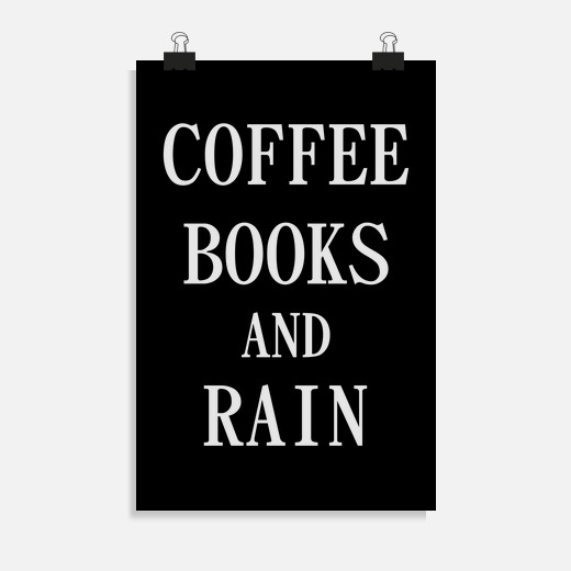 libros de café y lluvia