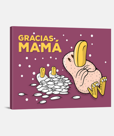Lienzo Lienzo Gracias Mamá Pollo y Pollitos - Día de La Madre