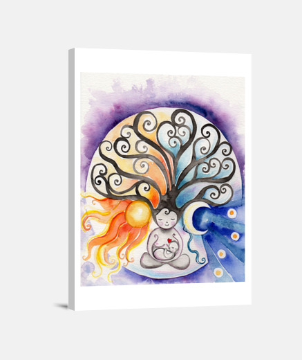 Lienzo Lienzo Lámina árbol madre Sol y Luna