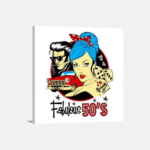 Lienzo rockabilly 1950s rockers vintage pin up girl fabulous 50s ...
