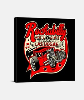 Lienzo Hot Rod Rockabilly Vintage Coches Clásicos Retro American Hotrod Las Vegas USA Rockers