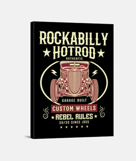Lienzo Hotrod Rockabilly Motor Coches Clásicos American Hot Rod Rock and Roll Rockers
