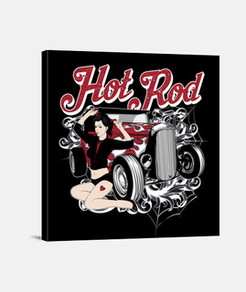 Lienzo Pin Up Girl American Hot Rod Coches Retro Estilo Rockabilly Rock and Roll Rockers 