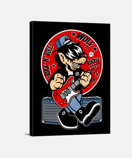 Lienzo Rock and Roll Lobos Rocker Wolf Músicos Humor