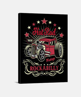 Lienzo Rockabilly American Hot Rod 1958 Rock and Roll Estilo Retro Rockers Coches Clásicos 50s