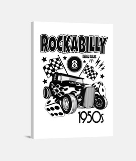 Lienzo Rockabilly American Hot Rod Coches Clásicos Retro 1950s Rock and Roll Rockers 