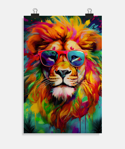 Poster lion pop art