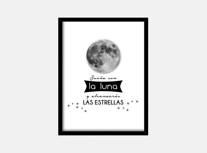 Luna Llena Estrellas Frase Motivadora Cuadro Con Marco Vertical 3 4 30 X 40 Cm Luna Llena Estre Latostadora