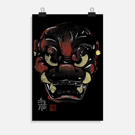 máscara japonesa demonio kanji