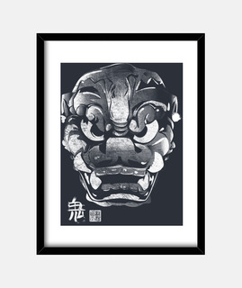 masque japonaise démon kanji blanc