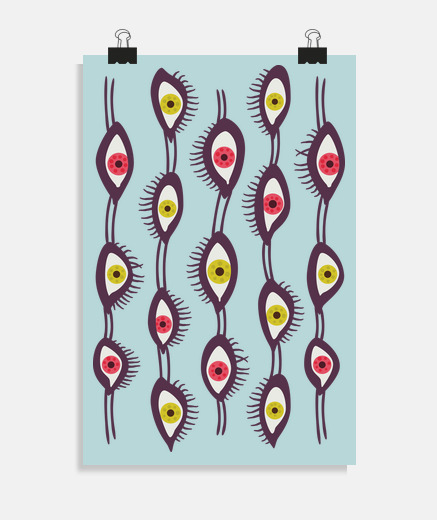 Poster motif psychédélique yeux mystiques