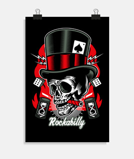 musique rockabilly crâne rockers rétro USA rock and roll affiche