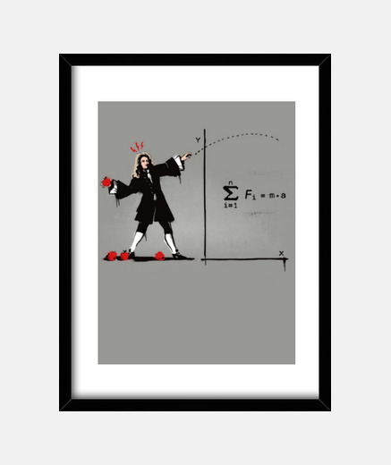 Framed newton bombs - banksy maths
