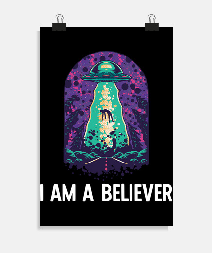 Poster ovni aliens croyant extraterrestre cons