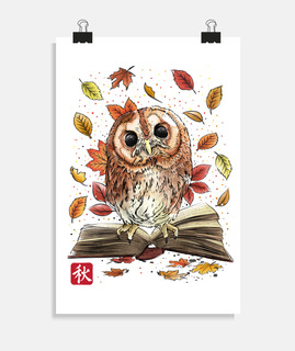 Owl Leaves and Books