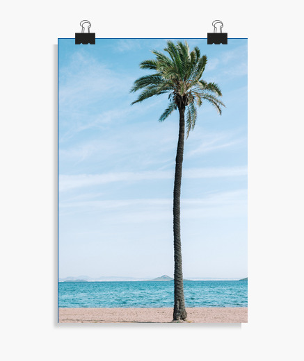 Palm tree on the beach poster