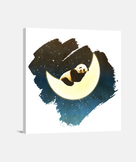 panda durmiendo en la luna