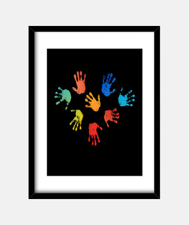 pintar con los dedos huella de la mano 