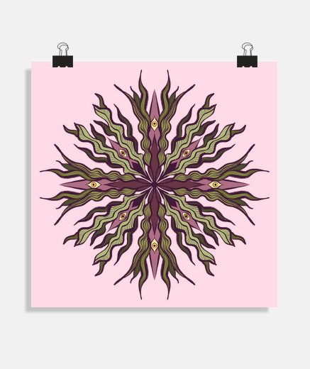Poster plante kaléidoscopique en fleurs avec d