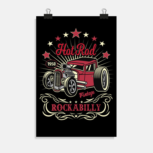 Póster rockabilly american hot rod 1958 rock and roll estilo retro ...