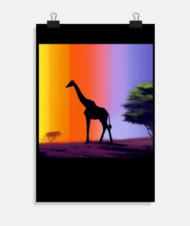 Poster Girafe silhouette savane 2 TforYouDesig