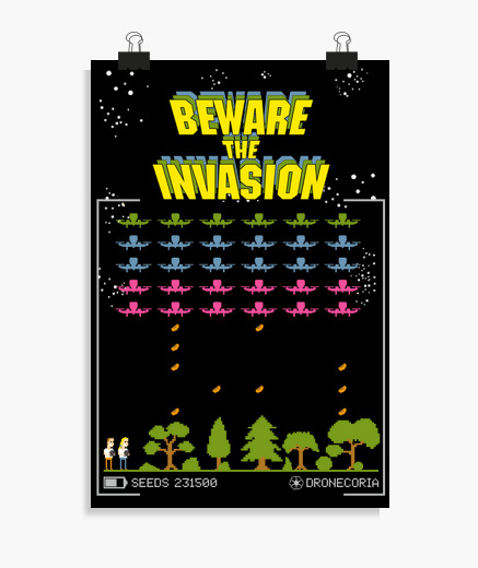 Póster Poster Dronecoria Space Invaders...