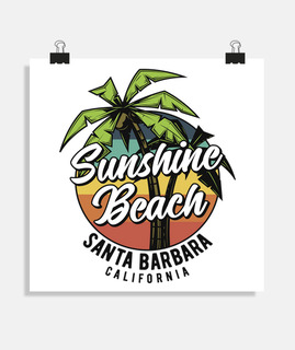 Póster Summer Surfing California Beach Surf Retro 70s 80s 90s Santa Barbara USA
