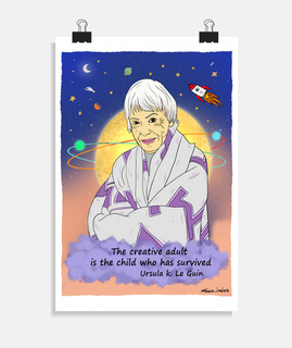 Póster Ursula K. Leguin, ilustración nubes Món