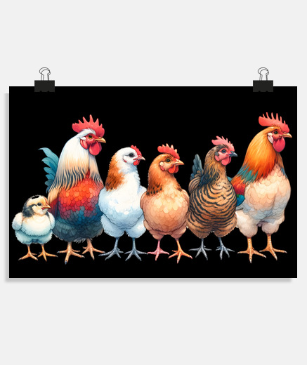 Poster Poulet fermier label rouge elevage affiche salon boutique restaurant studio poster 
