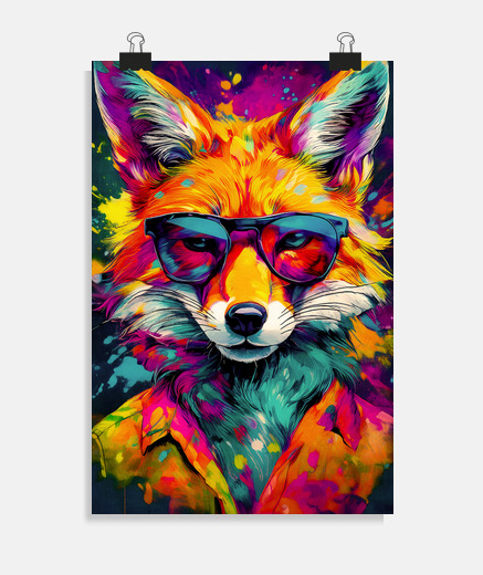 Poster renard pop art