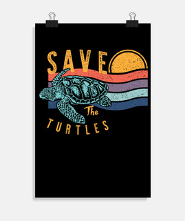 salvar a las tortugas playa al atardece