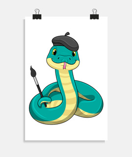 serpiente como pintora con pincel