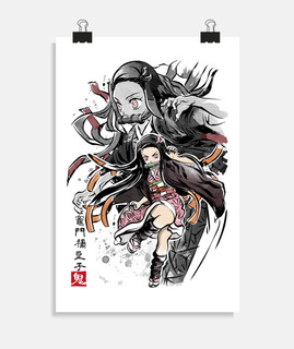 slayer de démons nezuko sumi-e