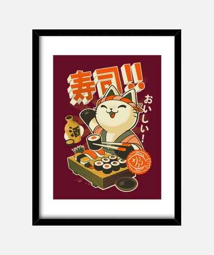Framed sushi chef print